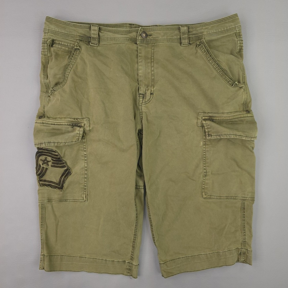 Jimmy Taverniti Cargo Shorts Mens 36 Green Cotton Spandex Canvas 12" Inseam
